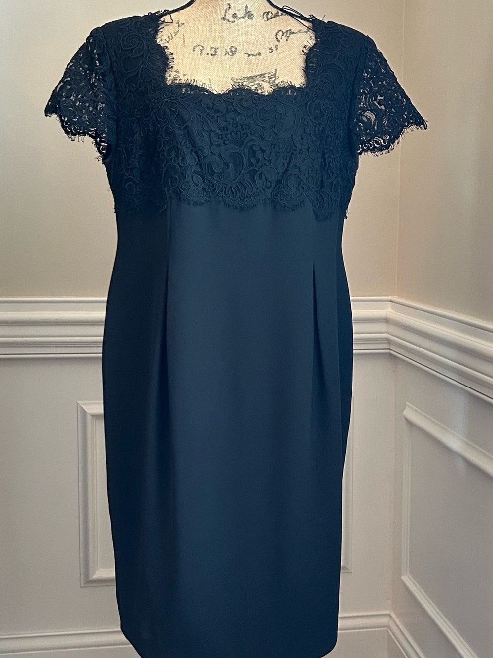 Maggy London Black Lace-Detail Midi Dress